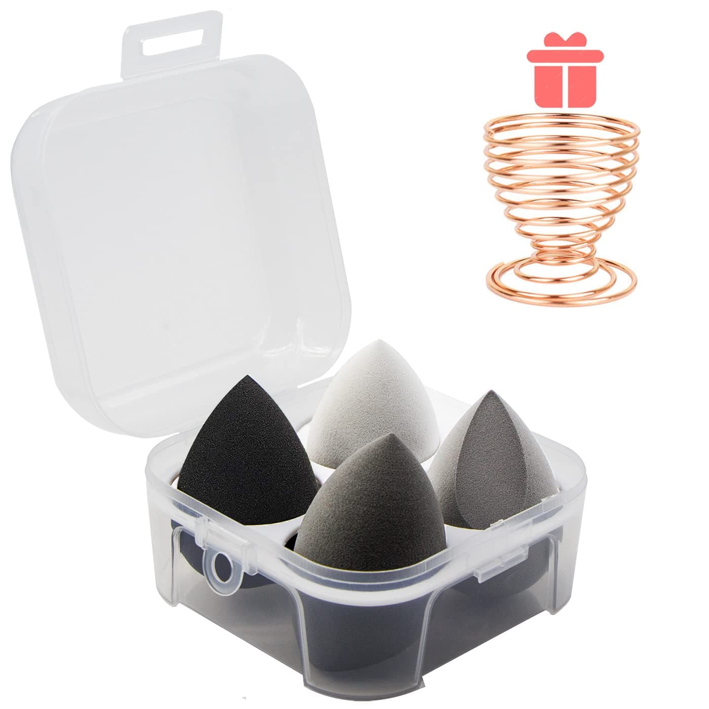 5 Pcs Makeup Sponges Set 4 Beauty sponges Blending Blenders with 1 Holder and Egg Case Flawless for Cream Powder and Liquid Black