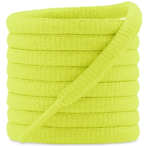 DELELE 2Pair Oval Shoes laces 42 Colors Half Round 1/4" Athletic ShoeLaces for Sport/Running Shoes Shoe Strings Fluorescent Yellow -45 inch