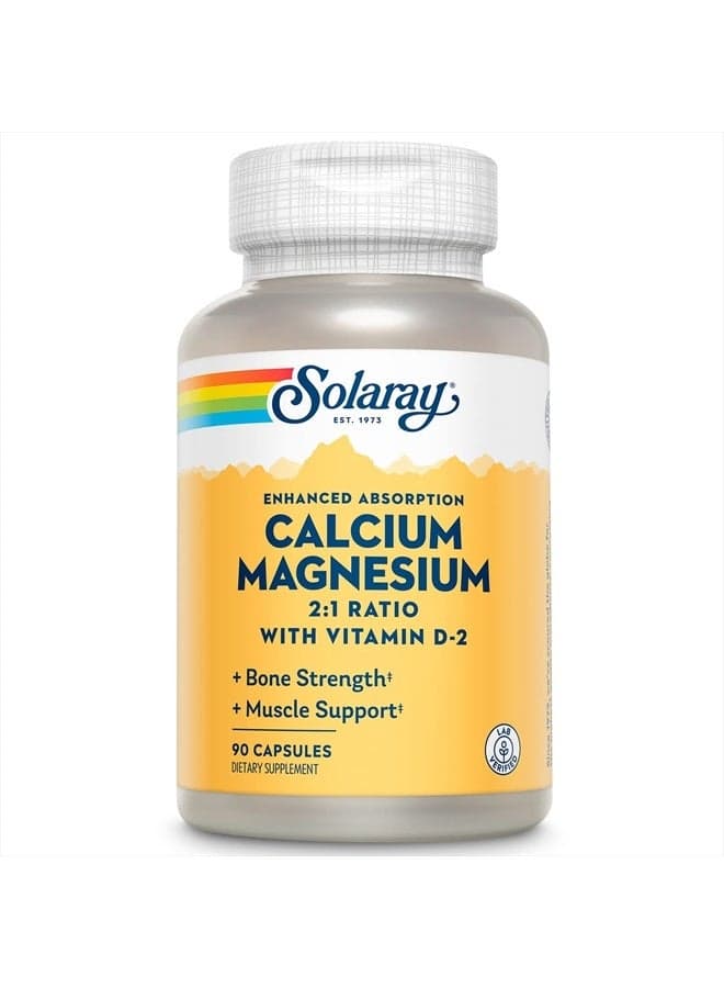 Solaray Calcium & Magnesium w/ D2 Amino Acid Chelate 2:1, Capsule (Btl-Plastic) | 90ct