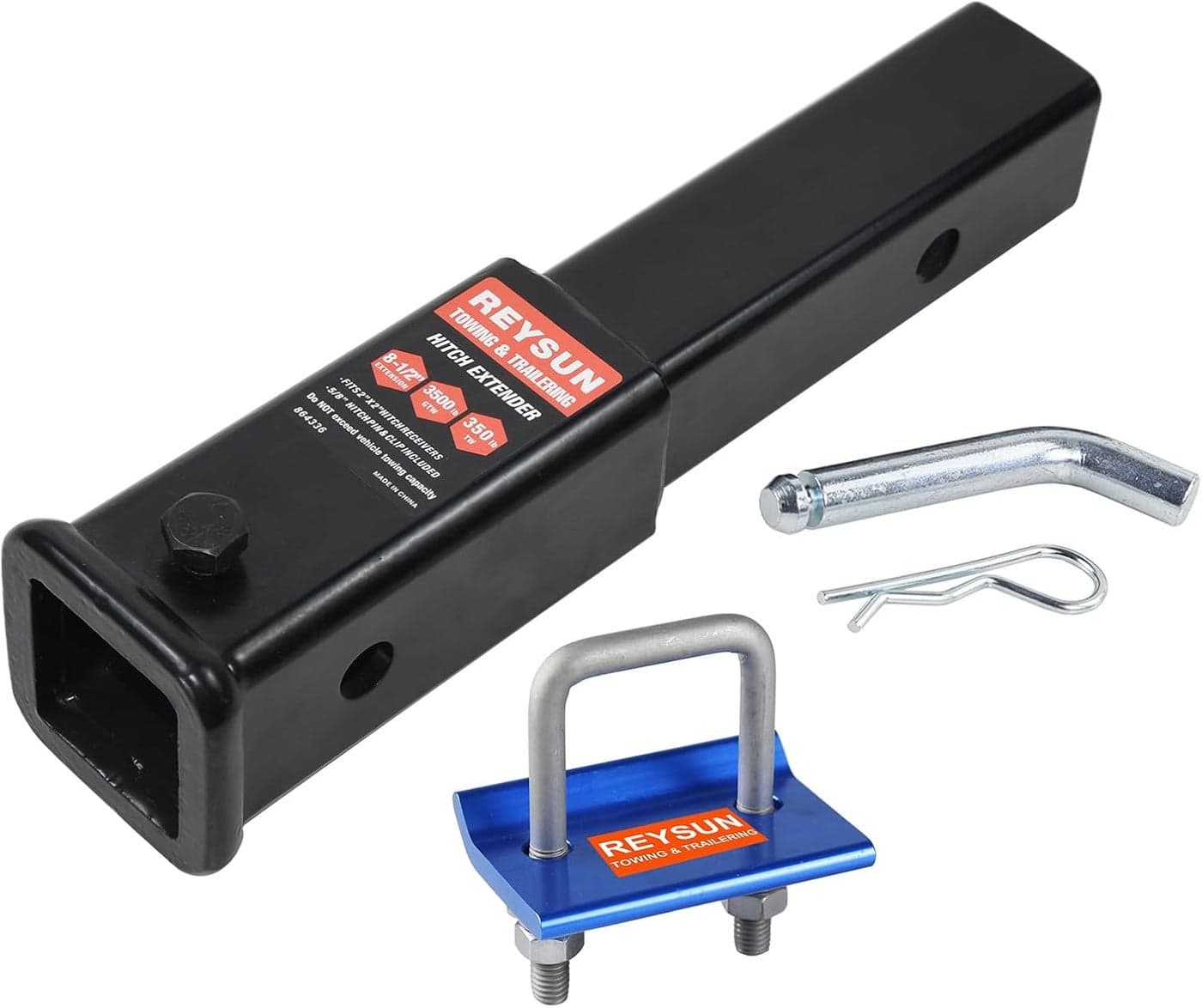 REYSUN 8-1/2 Inch Trailer Hitch Extender for 2 Inch Receiver, 3,500 lbs Capacity