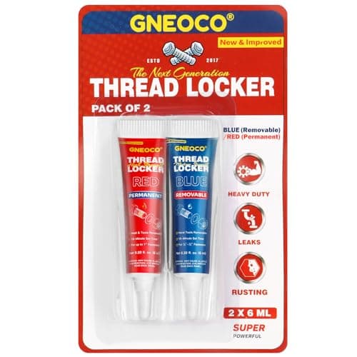 2 Pack Thread Locker Blue and Red 6mlx2 Medium and Strong StrengthThreadlocker Metal Glue for Nuts Bolts Fasteners Prevent LooseningCorrosion Blue and Red 6ml2
