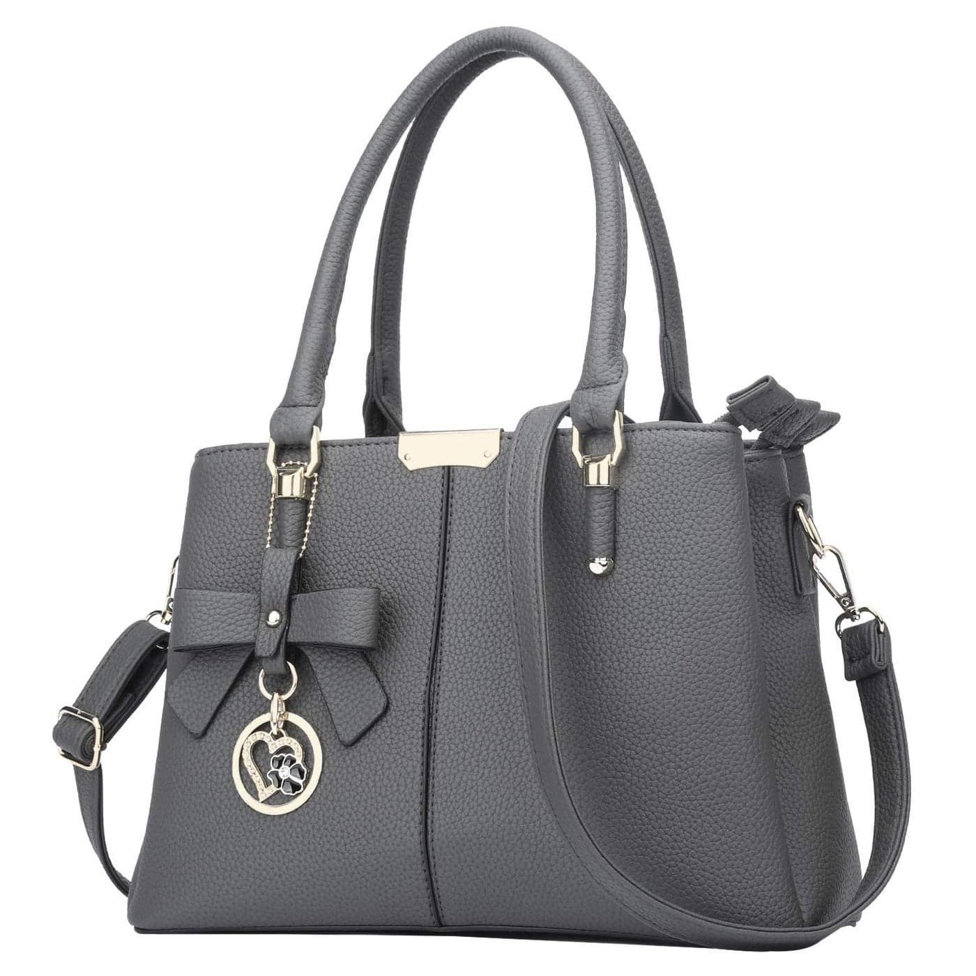 KKXIU 3 Zippered Compartments Purses and Handbags for Women Top Handle Satchel Shoulder Ladies Bags AGrey