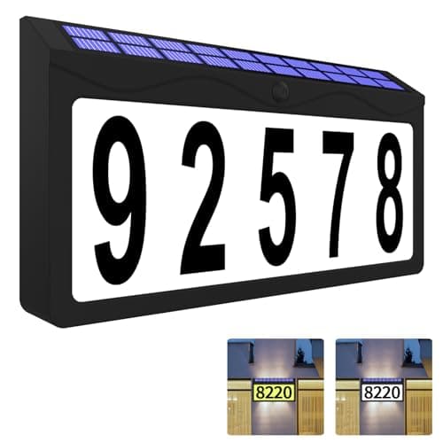 IVWVI Solar Address Sign Lighted Address Plaque Outdoor Waterproof Illuminated Double Color Address Numbers House Numbers for Home Street Mailbox Outside