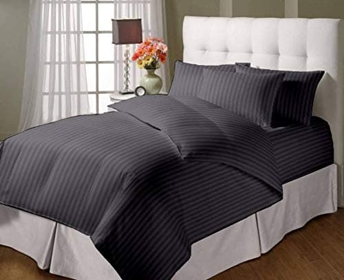 Jaipur Linen Double Bed Classic All Season Microfibre Duvet with Cotton Stripes Cover 90 Inch X 100 Inch Grey
