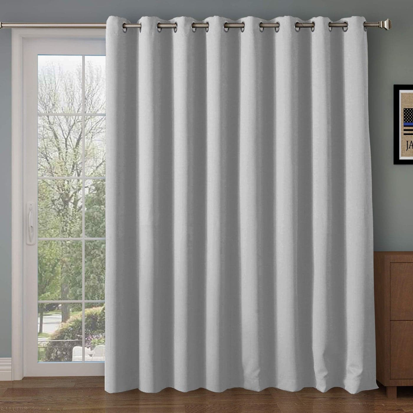Rose Home Fashion Blackout Sliding Door Curtains Room Darkening Thermal Insulated Curtains for Living Room Bedroom Sliding Glass Door Drapes 1 Panel W100 x L108 Greyish White