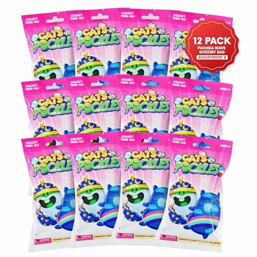 Cats vs Pickles 12pk Mystery Bags Fuchsia Wave B 4 Bean Filled Plushies Blind Bags for Girls and Boys Surprise Bean Collectibles Sensory Friendly Mystery Bag Toys for Kids Adults 12Pack
