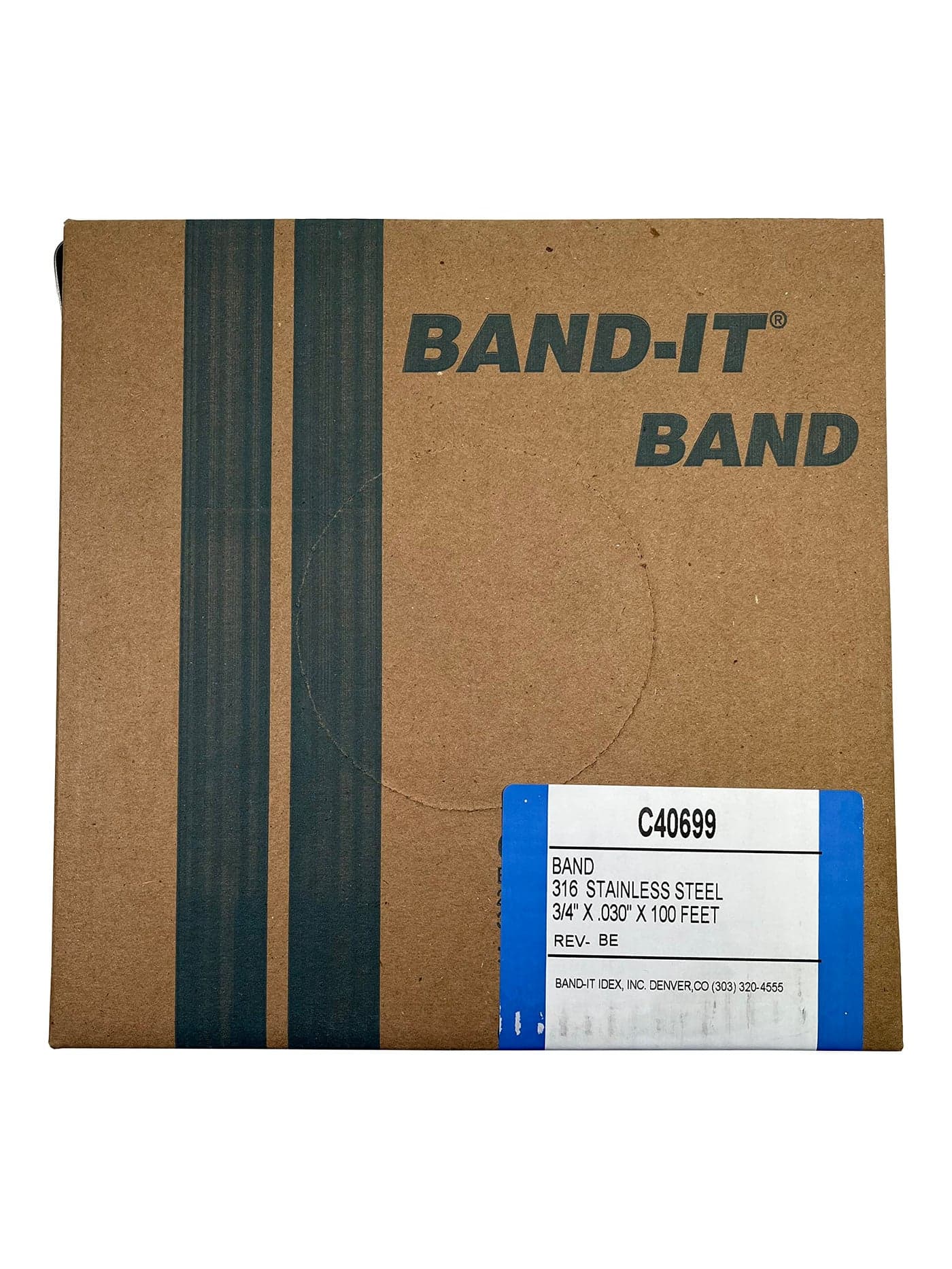 BAND-IT C40699 316 Stainless Steel Uncoated Band, 3/4" Width X 0.030" Thick, 100 Feet Roll