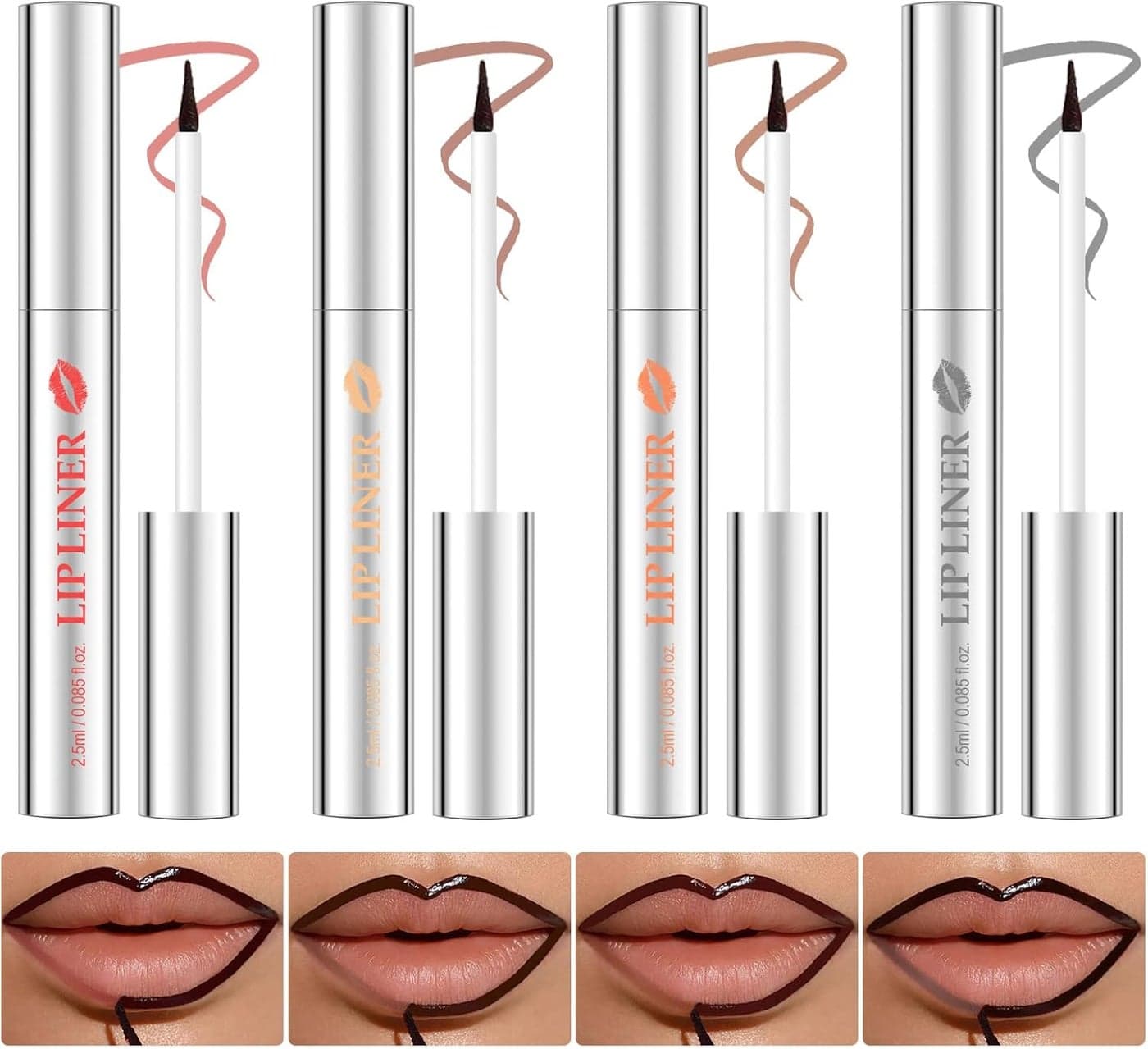 KYDA 4 Pcs Peel Off Lip Liner Stain Long Lasting and Waterproof Lip Tint Set Matte Nude Finish Quickly Dry Lip StainVegan CrueltyFree