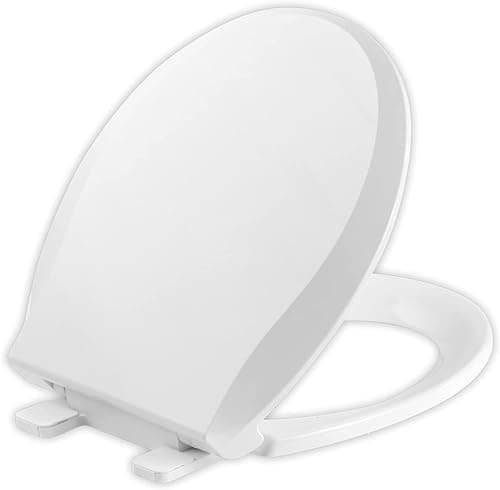 JINGZE Round Toilet Seat with Slow Close Standard Toilet Seat,Quiet Toilet Cover Seat Toilet Lid Durable Refused to Loosen Easy to Install & Clean,White
