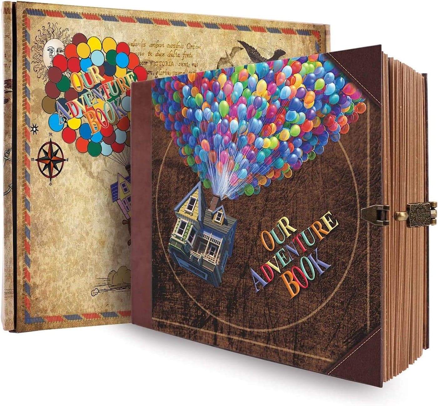 JIMBON Our Adventure Book Scrapbook Photo Album,Retro Style Embossed Letter Cover Travel Diary Journal Scrap Book Kit For Couples,Memory Book For Anniversary Wedding