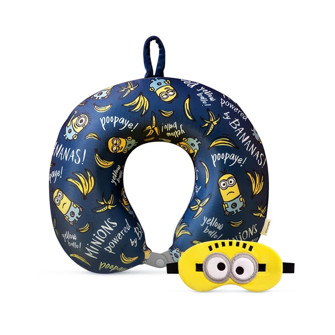 MINISO Minions Travel Neck Pillow with Eye Mask Cute Cartoon 100 Memory Foam Neck Support Pillow Lightweight Travelling Pillow Set for Airplane Car and Home Use