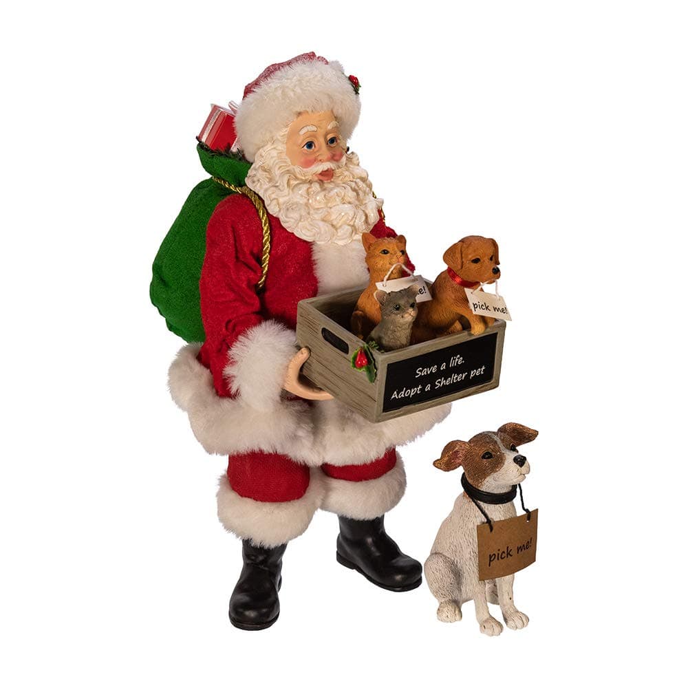 Kurt Adler 105Inch Fabrich AdoptaPet Santa with Dog 2 Piece Set