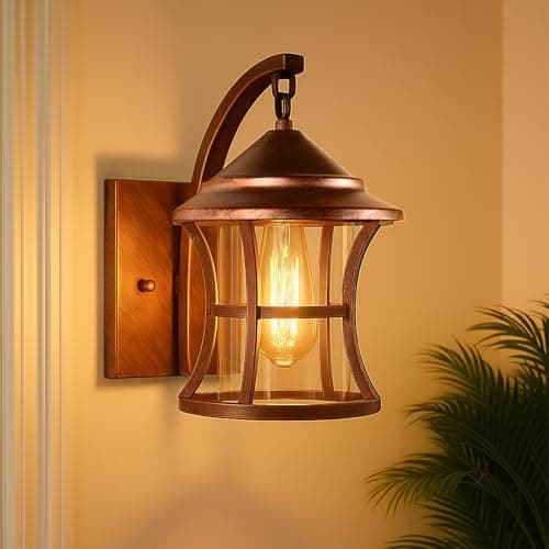SINOMAN Antique Copper Elegant Swing Arm Wall Light with Glass Shade Metal Lighting Fixture Decorative Wall Lamp Perfect for Living Room, Bedroom, Hallway (with Bulb)