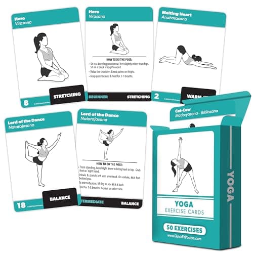 Palace Learning Yoga Pose Exercise Cards - Yoga Positions and Workout Fitness Cards with Over 50 Poses - 2.5" x 3.5"