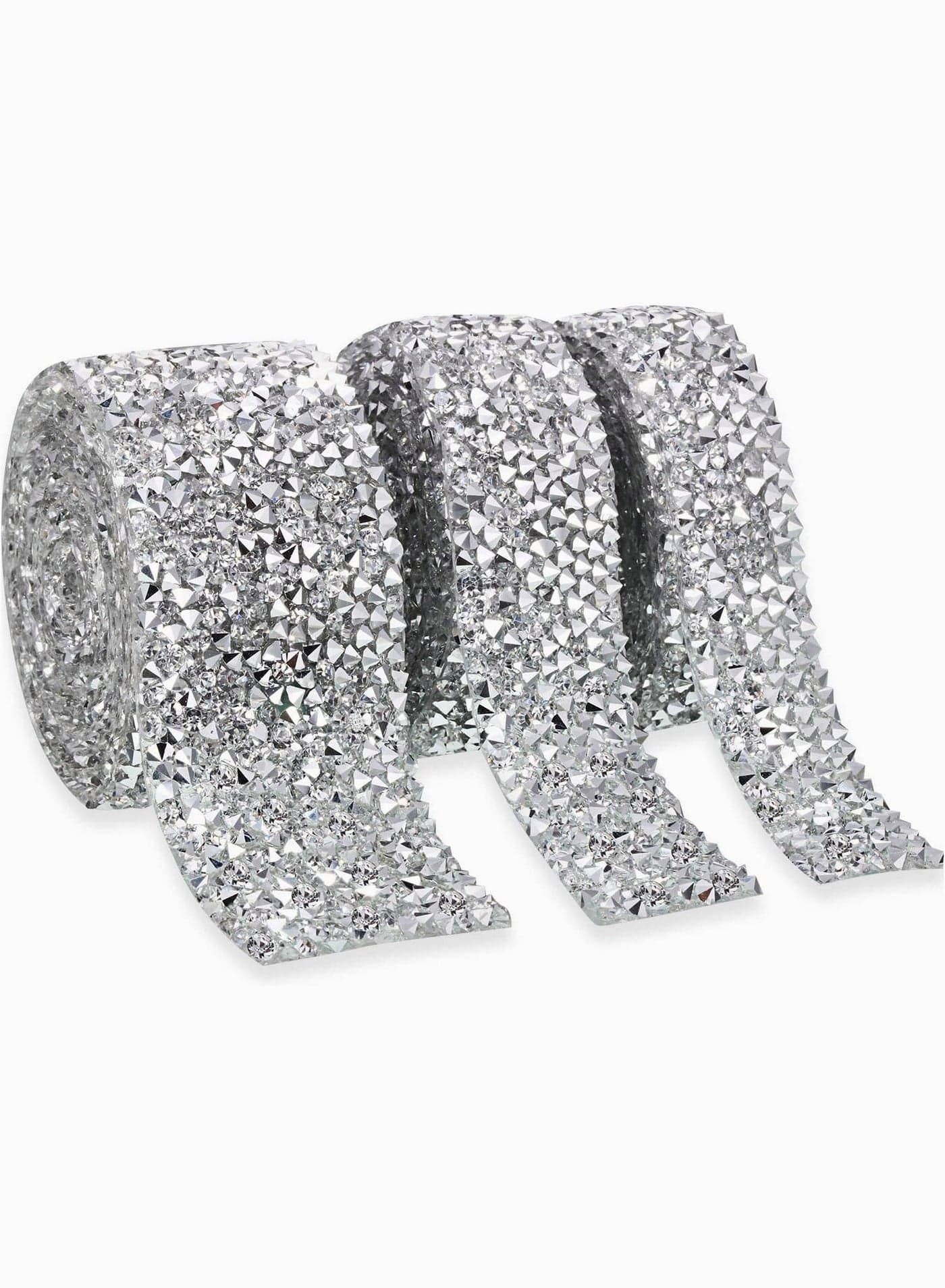 Sparkling Crystal Rhinestone Ribbon, 3 Yards Diamond Roll for Wedding Cakes and Birthday Crafts, 3 Rolls in 3 Sizes for Elegant Decorations