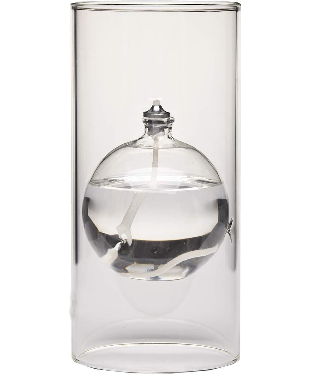 Firefly Fuels Refillable Glass Oil Candle - Transcend 6.5” Hurricane-Style Indoor/Outdoor Lantern. Clean Candle for Dining, Events, and Emergency Lighting. Use with Liquid Paraffin or Lamp Oil