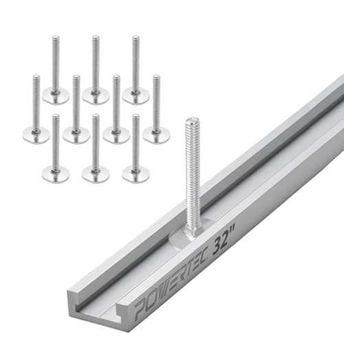 POWERTEC 32 Table Saw Miter TTrack Kit Includes 10pcs 1420 2 Long Miter T Slot Bolts Miter T Track Accessories for Table Saw Router Table 71817