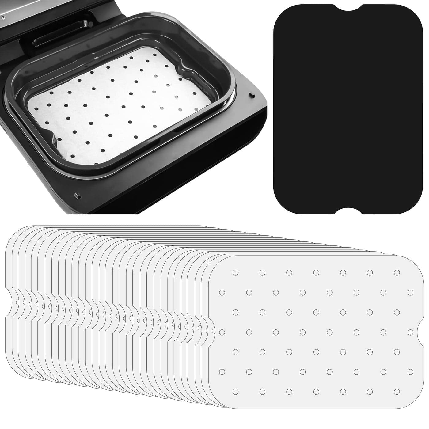 INFRAOVENS Air Fryer Parchment Paper Liners for Ninja Foodi XL Smart FG551 6in1 Indoor Grill Ninja Foodi Accessories Air Fryer Liners and Reusable Heat Resistant Mat Air Fryer Liners Disposable