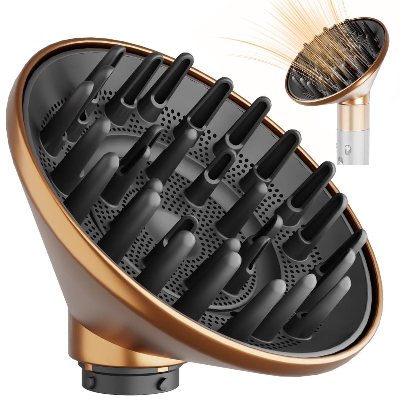 YTCHYYSK Large Diffuser Attachment Compatible with Dyson Airwrap Upgraded Bigger Diffuser Nozzle to Dryer Faster and Define Curls Hair Gold