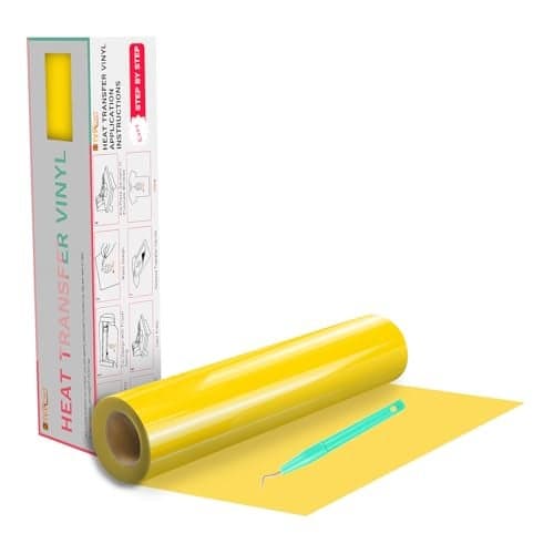 HTVRONT Heat Transfer Vinyl Yellow HTV Rolls 12 x 20ft Yellow Iron on Vinyl for All Cutter Machine HTV Vinyl for Shirts Easy to Cut Weed for Heat Transfer Design