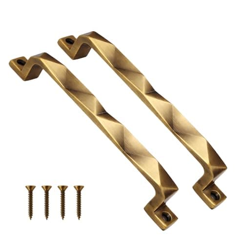 VOLO Antique Brass Finish Door and Window Handle for Home & Kitchen Doors/Cabinet/Window Handles - Mosaic Type (Model: Run 62) (160 mm, 2)