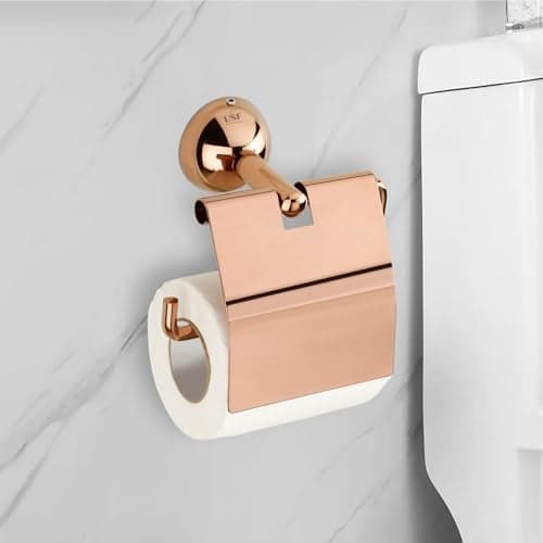 USF Bathroom Toilet Paper Holder, 304 Stainless Steel Tissue Roll Holder for Restroom Use, Wall Mounted Bathroom Accessory, Modern Bath Utility Rack, Rose Gold Finish – Torin