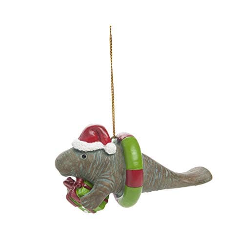 Beachcombers Manatee in Life Ring Christmas Xmas Ornament Grey