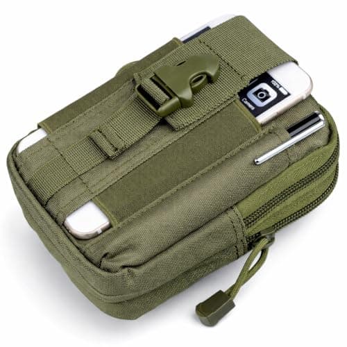 GOCART WITH G LOGO Men's Nylon Outdoor Tactical Waist Bag EDC Molle Belt Waist Pouch Security Purse Phone Carrying Case (Green)
