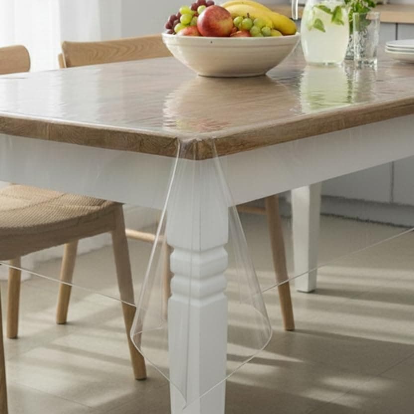 STITCHNEST PVC Transparent 8 Seater Dining Table Cover Without Lace, (60x90 Inches)