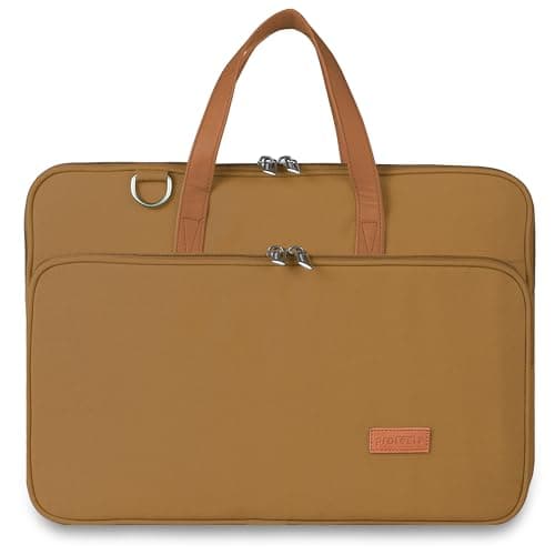 Protecta Windfall Office Laptop Bag for Men Women Durable 15.6 Inch Laptop Messenger Bag Water-Repellent Canvas Look Padded Laptop Sleeve Vibrant Colour Professional Comfortable Design MacBook Khaki