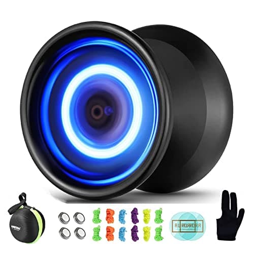 MAGICYOYO Light Up Yoyo - Y02 Aurora Professional Unresponsive Yo Yo with Glove, Yo Yo Storage Bag, Extra Battery,12 Yoyo Strings-LED Light Effect (Blue Light)