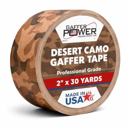 Gaffer Power Desert Tan Camo Gaffer Tape Professional Grade Made in USA NonReflective Matte Cloth Tape Heavy Duty Easy Tear ResidueFree 2 Inch x 25 Yards
