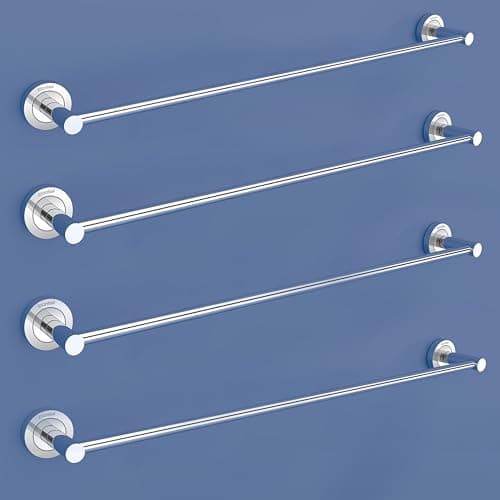 Plantex Stainless Steel Heavy Single Towel Rod/Towel Holder for Bathroom/Towel Bar/Hanger/Stand/Bathroom Accessories (24 Inch - Chrome Finish) - Pack of 4