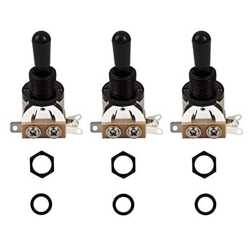 3Pcs Yootones 3 Way Short Straight Guitar Toggle Switch Pickup Selector Compatible with SG Epiphone Les Paul Electric Guitar (Black)