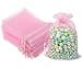 100 Pcs 5x7 inches Gift Wrap Bags Pink Organza Sheer See Through Fabric Drawstring Satin Ribbon Pouches for Baby Shower Favor Party Wedding Favors Decoration Card Deck Jewelery Boys Holiday Gift