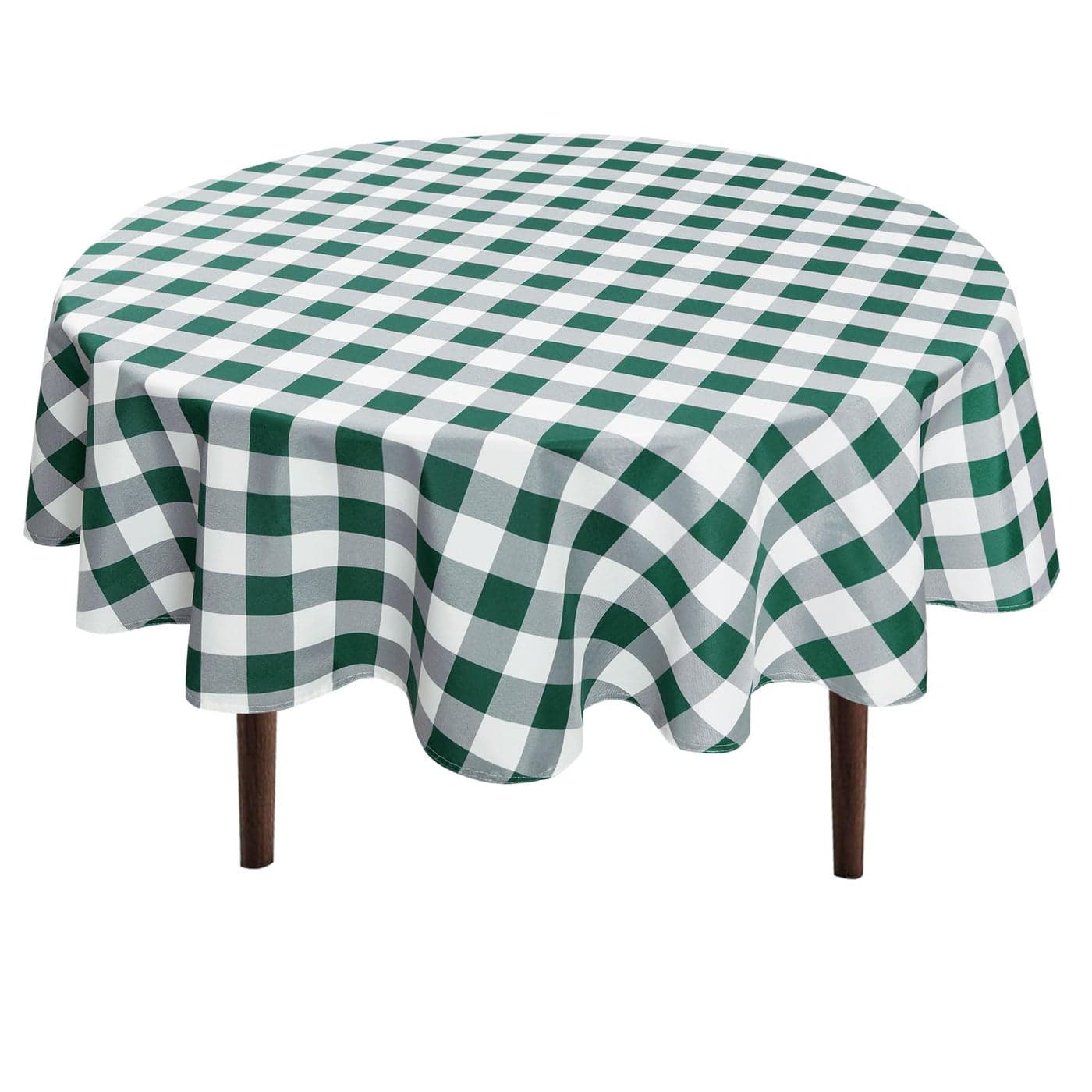Hiasan Checkered Round Tablecloth 60 Inch Waterproof Stain and Wrinkle Resistant Washable Fabric Table Cloth for Dining Room Party Outdoor Picnic Forest Green and White