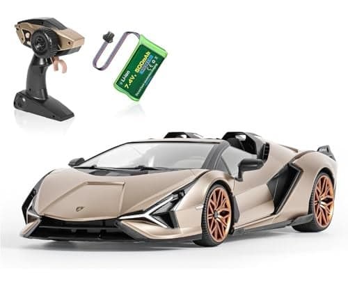 MIEBELY Lamborghini Remote Control Car 116 Scale Lambo Toy Car 74V 500mAh Officially Licensed 12Kmh Rc Cars with Led Light 24Ghz Model Car for Adults Boys Girls Birthday Ideas Gift Champagne