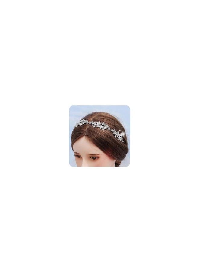 Bridal Crystal Star Tiara Crown Rhinestone Headband for Wedding Prom Party Hair Jewelry for Women