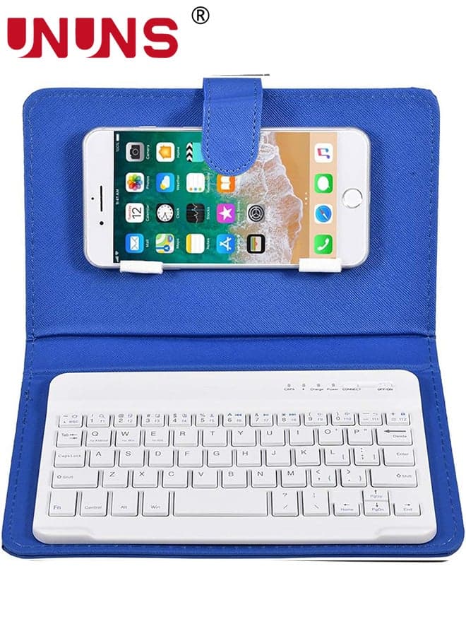 Wireless Bluetooth Keyboard For Phone,Portable Foldable Bluetooth Keyboard With Leather Case Cover For 4.5''-6.8'' iOS/Android/Windows/Smartphones,Detachable With Kickstand