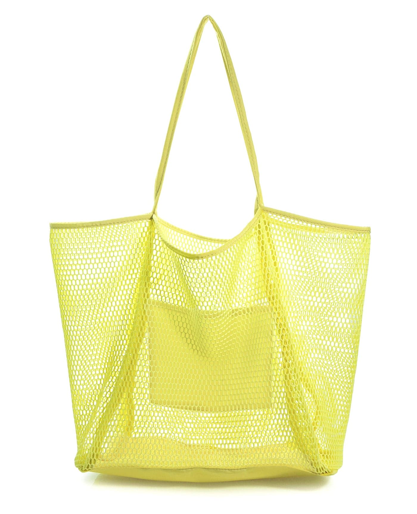 HOXIS Mesh Beach Tote Womens Shoulder Handbag Large Yellow
