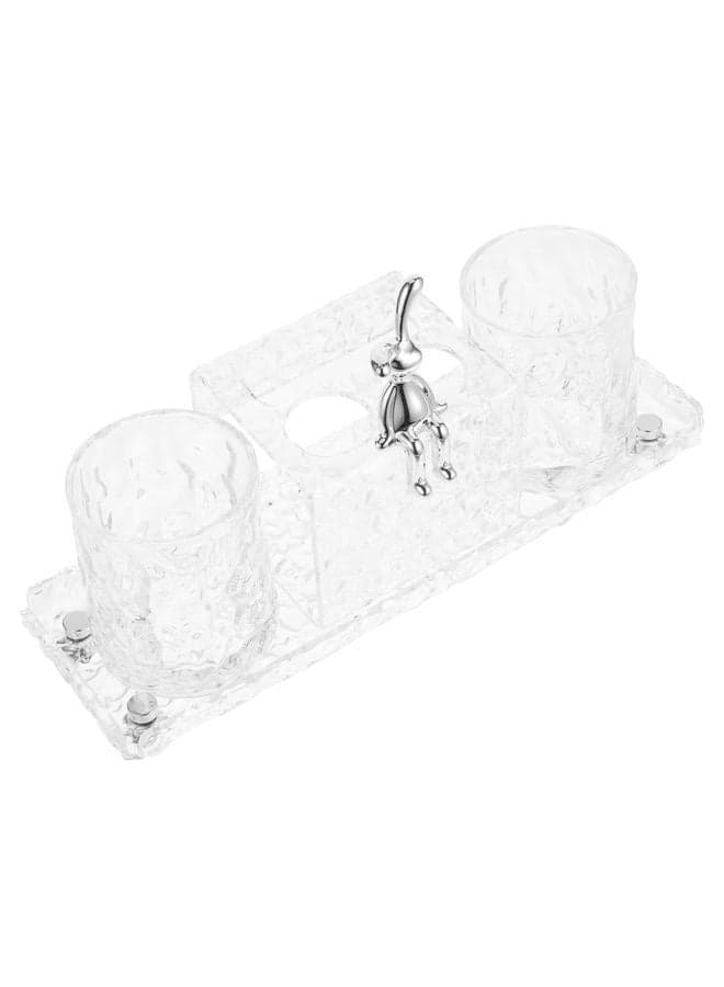 Multifunctional Bathroom Countertop Toothbrush Holder with 2 Rinse Cups, Electric Toothbrush and Toothpaste Storage Rack Tray Set, Alcohol-Free Material