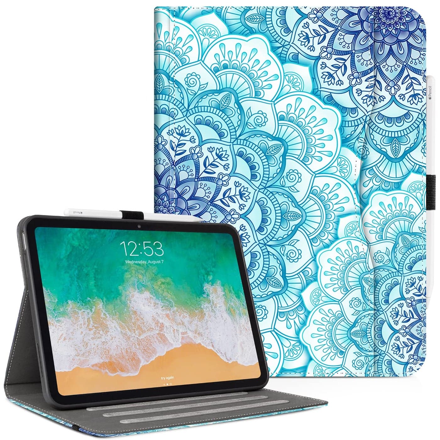 Vimorco Case for iPad A16 11th Generation 2025 for iPad 11th10th Generation Case Faux Leather Protective Adjustable Cover Auto SleepWake Card Pocket with Pencil Holder Green Mandala