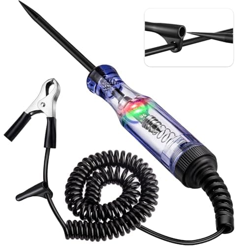 Test Light Automotive, 6V-12V-24V Circuit Tester with Dual Color Polarity Indicator Light for Continuity Voltage Fuse Tester, Car Electrical Test Pen with Stainless Probe for Sedan, SUV, RV, Truck