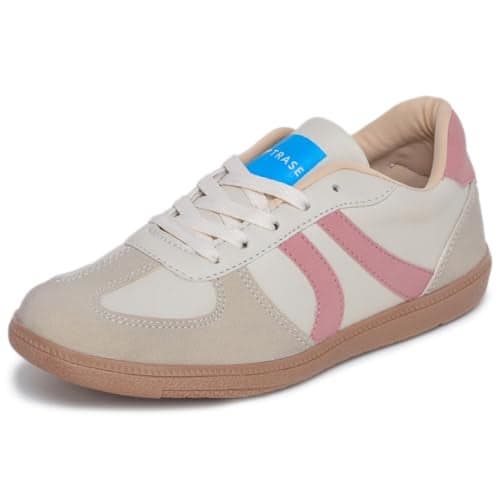 TRASE Casual Sneaker Shoes for Women | Soft Cushioned Insole | Sneakers for Woman | Lightweight | Comfortable | Stylish, Trendy Girls and Women Sneakers with Laces (Cream-Peach, 4 UK)