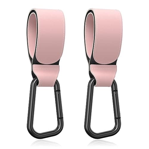 Gukeniu Baby Stroller Hooks for Hanging Bags Universal Stroller Clips Accessories Mommy Hook for Diaper Bag Shopping Cart Purse Backpack 2 Pack Pink