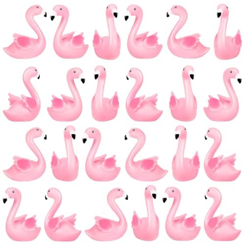 24PCS Flamingo Bath Toys Pink Flamingo Rubber Duckies for Kids Small Flamingo Rubber Duck Cake Decorations Classroom Prizes