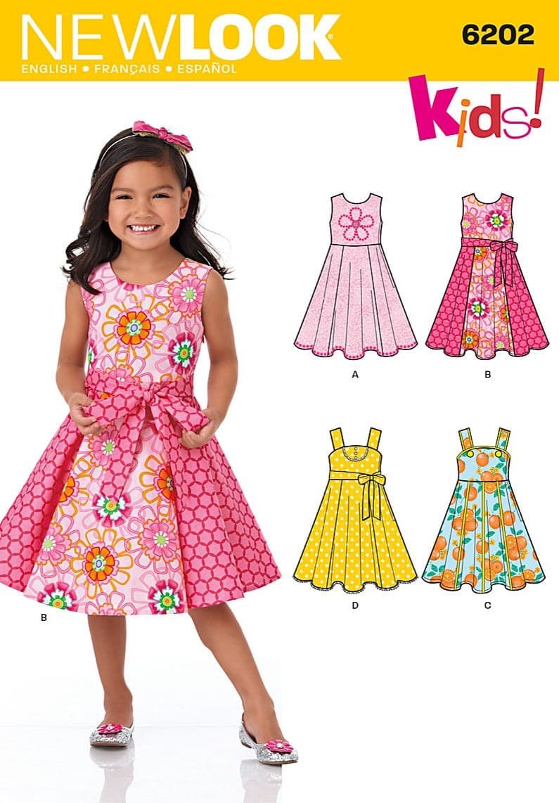 Simplicity Creative Patterns New Look 6202 Childs Dress and Sash A 345678