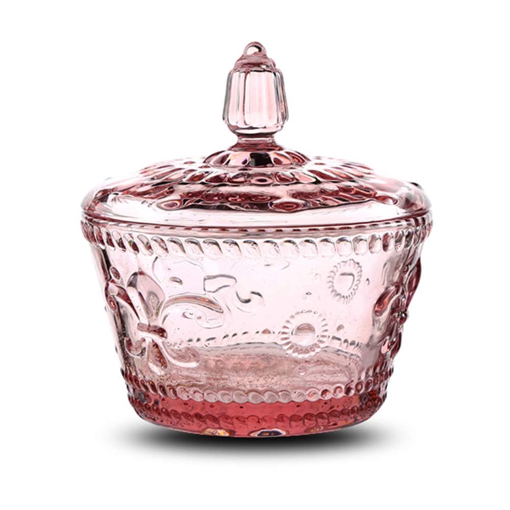 MASSJOY European Retro Nostalgic ThreeDimensional Relief Color Glass Jar Candy Jar Seasoning Jar With Lid
