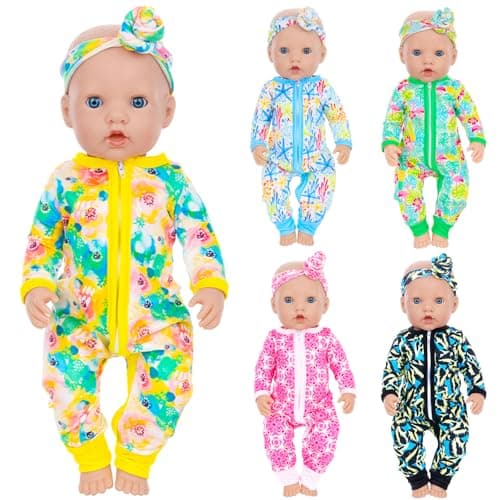 Unicorn Element 5 Sets 1418 Inch Baby Doll Clothes and Headbands for 17 Inch Dolls 10Piece Set Including Casual Outfits and Accessories Perfect for 1518 Inch Dolls Doll NOT Included