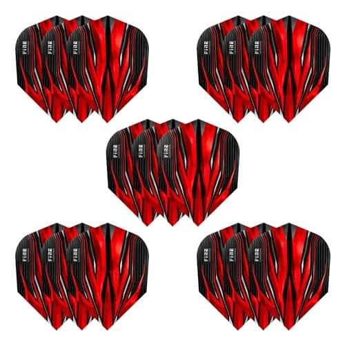 Harrows FIRE Flights| Set of x5 Premium Extra Strong Dart Flight Bag (15 Flights) (Red)